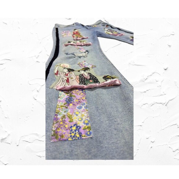 Upcycled Rag & Bone Nina High-Rise Flare Geisha Jeans - Size 31 - Picture 3 of 8